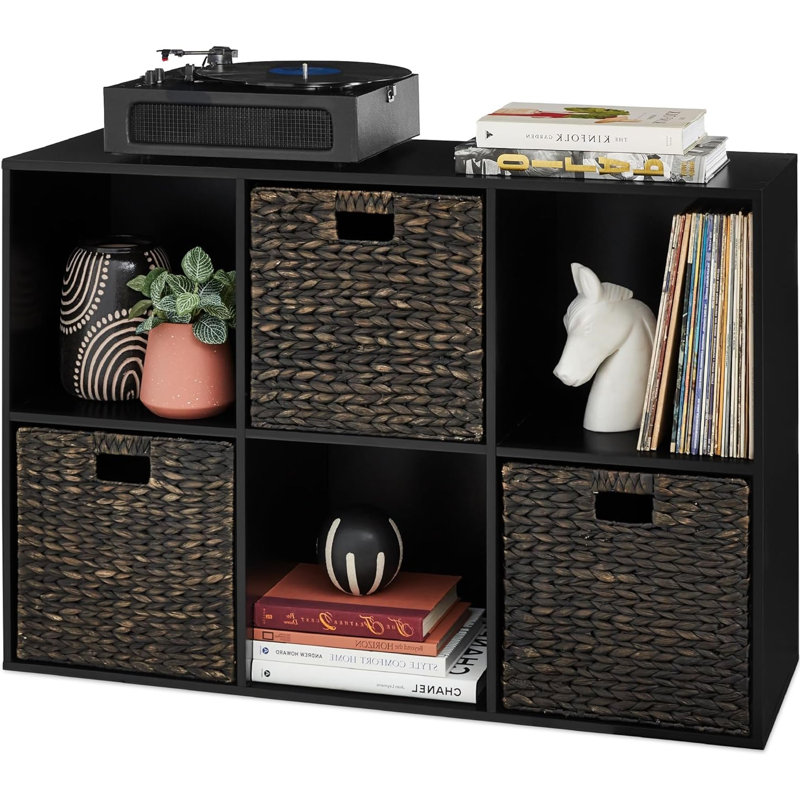 Bookshelf, 11in Display Storage System, Organizer w/ Removable Back Panels, Black, (6 Shelves) 28.5"H x 42.35"W x 13.75"D