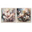 Magnolia rose - ensemble de 2 collages carrés magnolia floral-419414426-419414425