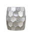 Table d'appoint ovale en aluminium avec motif martelé à la main, finition brillante, argent antique et fonctionnelle pour espace principal de construction moderne et contemporaine, hexagonale sans assemblage requis-1877334865