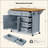 Kitchen Island With Drop Leaf, Embossed Texture Kitchen Island On Wheels With Spice Rack, Towel Rack, 2 Doors And 5 Drawers, Kitchen Storage Cart With Adjustable Shelf For Kitchen-1111519625