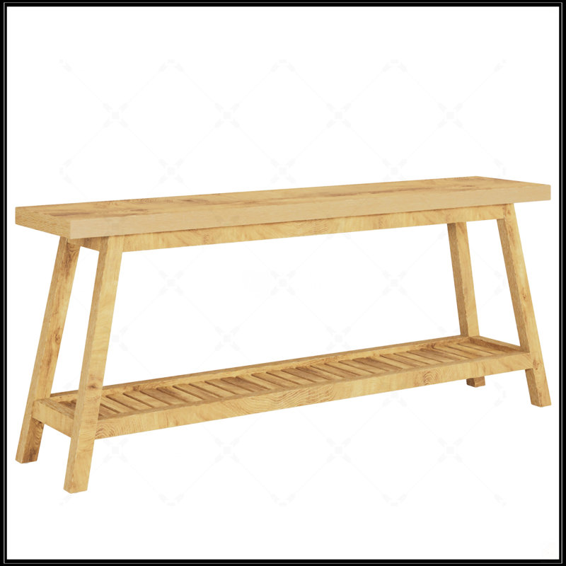 70.9” Extra Long Farmhouse Console Table, Solid Wood Entryway Table With 2-Tier Open Storage, Rustic Narrow Sofa Table For Hallway And Living Room, Light Brown