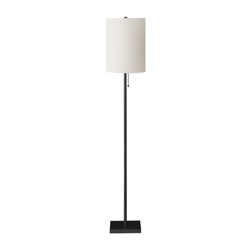 Lampe sur pied Tila, structure tubulaire en métal, 62 po, abat-jour ivoire, Noir, noir, noir, noir