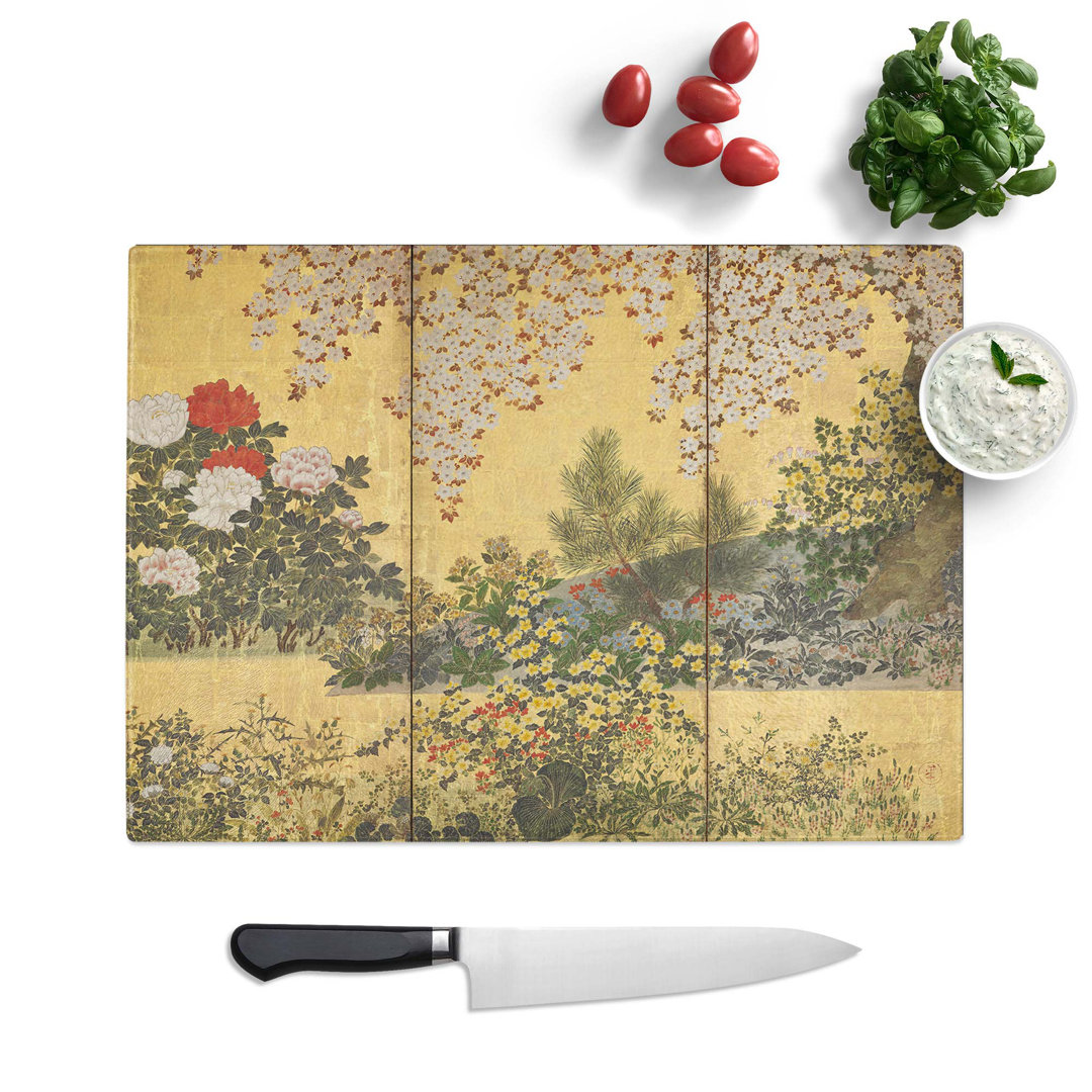 Glass Flowers & The Butterflies by Tawaraya Sotatsu Chopping Board