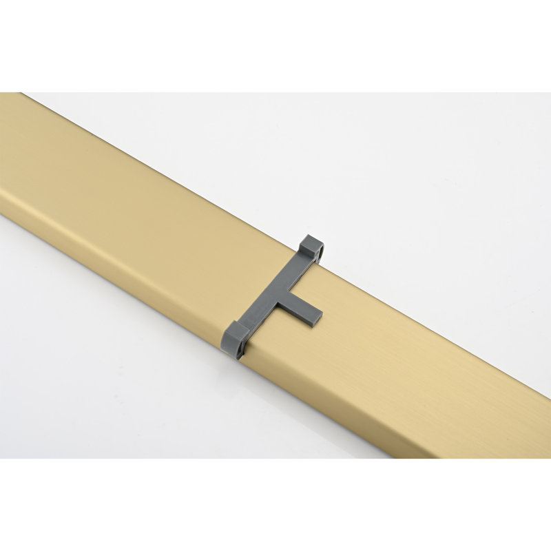 Caniveau de douche linéaire, 61 cm (24 po), acier inoxydable, fini or brossé, couvercle carrelé réversible, avec pieds de nivellement