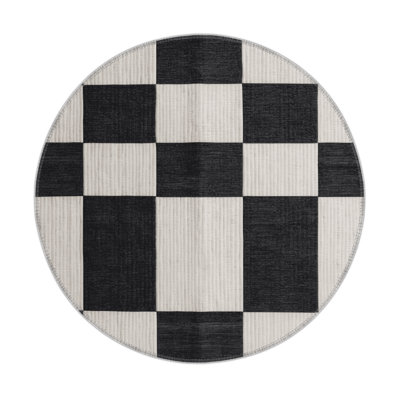 Tapis d'intérieur et d'extérieur à carreaux gris