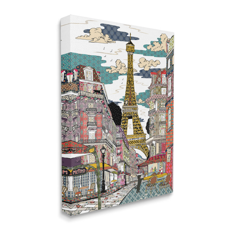 Christifère Christifer, patchwork de Paris, Toile tendue, H 30 po x l 24 po x P 1,5 po