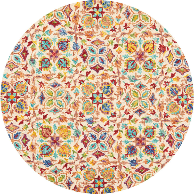 Geil Wool Geometric Indoor Rug, Round 8'
