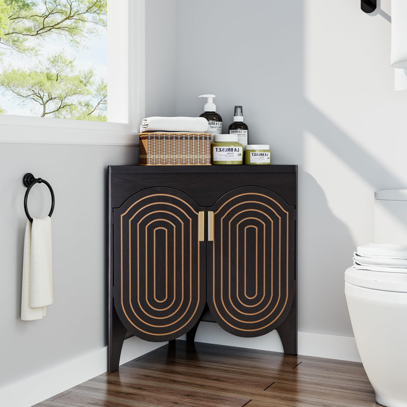 Armoire de coin Mid Century, Noir