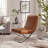 Magdala 26.38"W Modern Tufted Genuine Leather Upholstered Accent Lounge Chair with Stainless Steel Frame-29137016