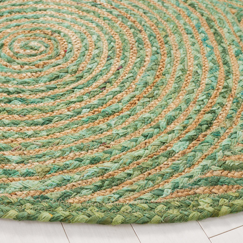 Cape Cod Hand Woven Jute, Cotton Rug, Round 4'