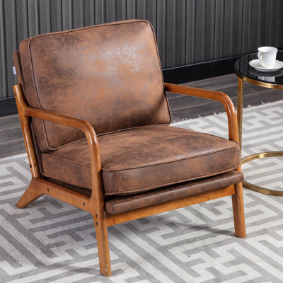 Peirson 43.05cm H Microfiber / Microsuede Upholstered Armchair in Coffee