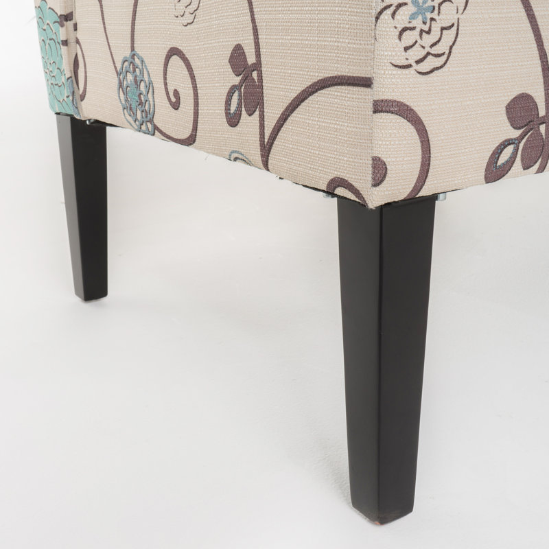 Causeuse rembourrée en lin Nhat, Blanc / polyester bleu sarcelle