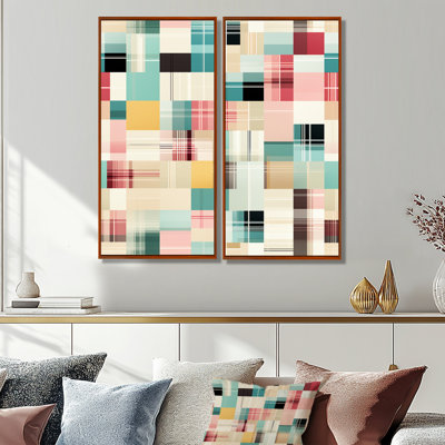 Motif rétro à carreaux pastel 2 pièces