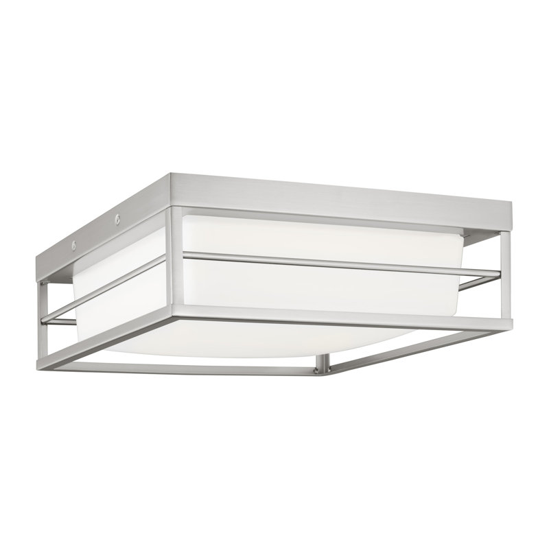 Plafonnier encastré 1 lumière DEL Krista, Nickel brossé, H 4,25 po x l 12 po x P 12 po