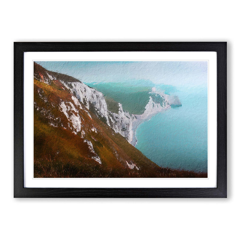 The Cliffs of the Jurassic Coast - Picture Frame Painting Print, Black Framed, 27cm H x 36cm W x 2cm D