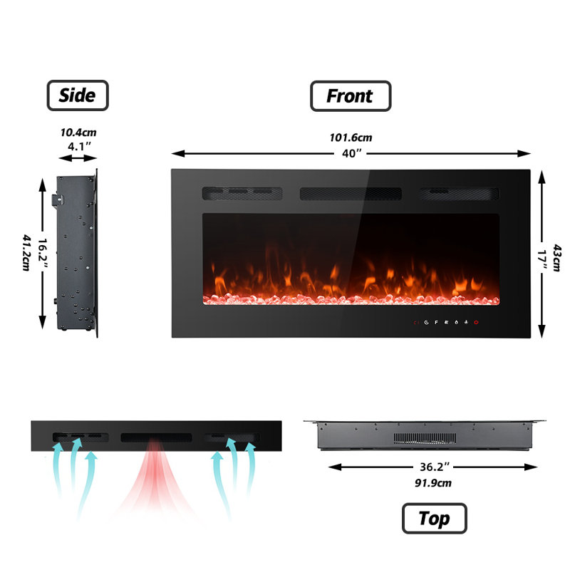 Anik Electric Wall Mounted with 5000 BTU, Black, 17" H x 40" W x 4" D