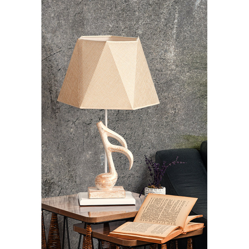 Lampe de table en métal, Beige / Blanc, Beige
