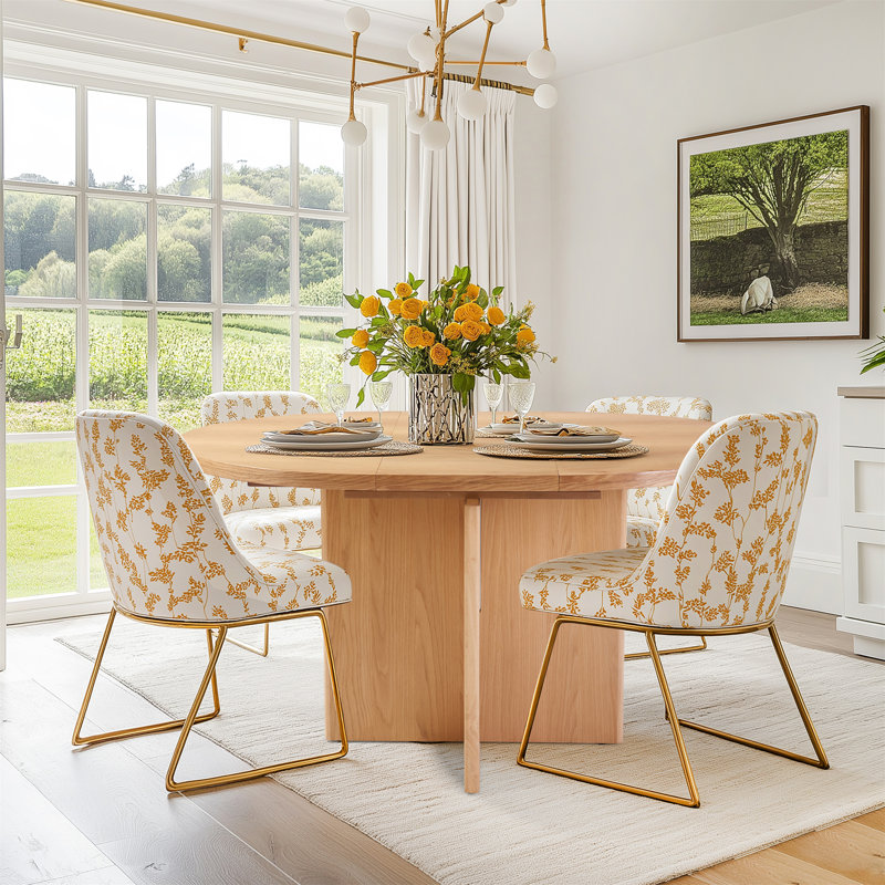 Table de salle à manger extensible en bois massif avec placage de chêne et glissière (table seulement), Chêne clair
