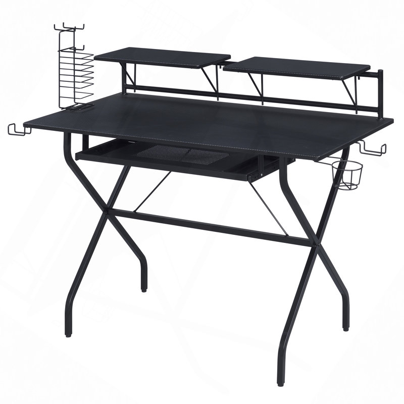 Desk,Black Computer Desk With Keyboard Tray