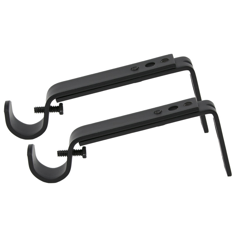 Support de fixation de rideau réglable Pernell, Noir, H 5 po x l 2 po x P 1 po