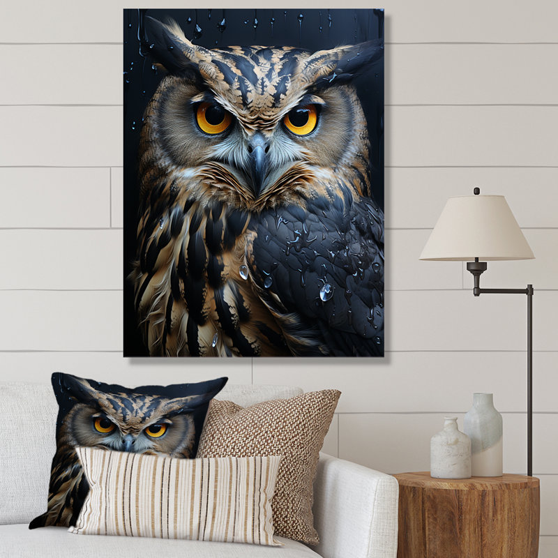 Veilleuse Grey Owl Nights II - animaux, art mural, salon, H 32 po x l 16 po x P 1 po, Toile tendue