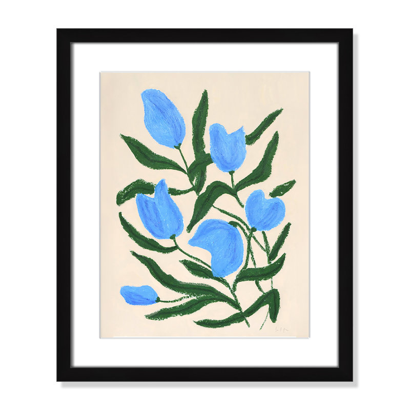 Imprimé de tulipes bleues par Camilla Bergqvist, H 19 po x l 16 po x P 1,25 po