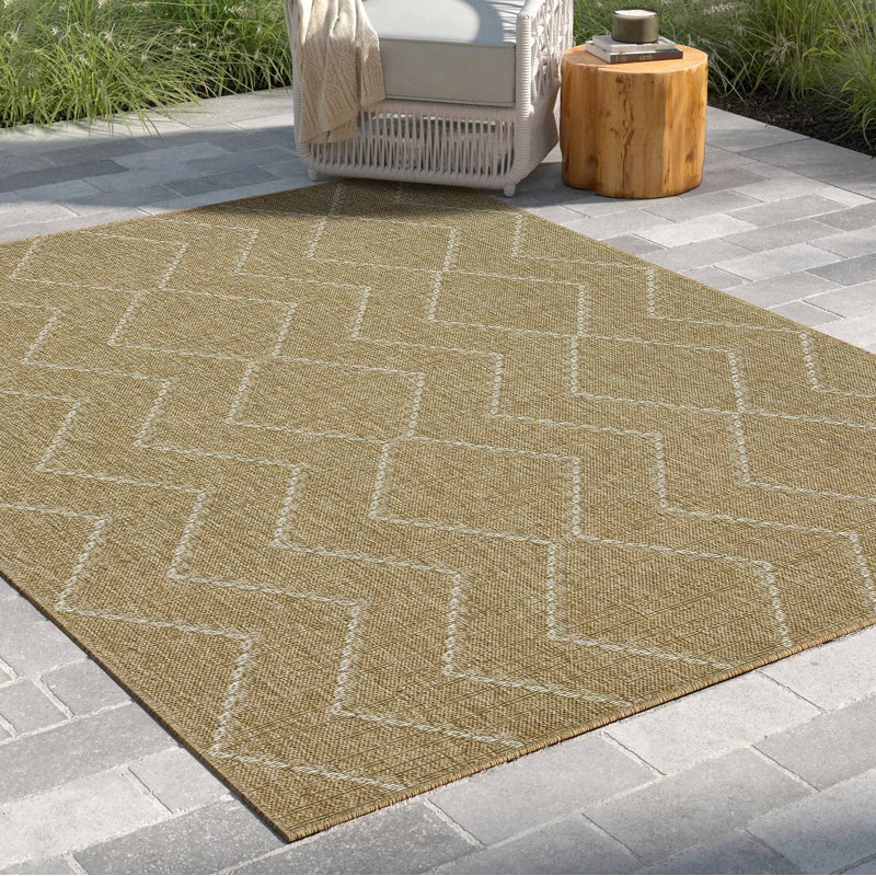 Indoor/Outdoor Area Rug, Natural/White, Rectangle 7'10" x 10'3"