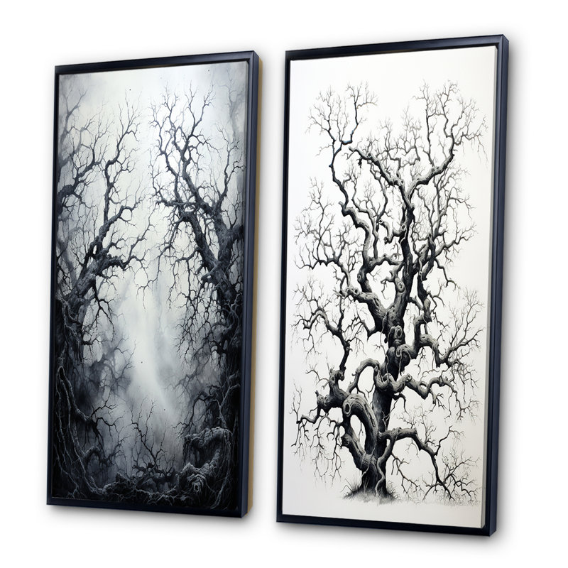 " Grey Tree Eternal Shadows " 2 - Pieces, Black Framed, 24" H x 20" W