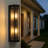 2-light H20" Modern Black Outdoor Wall Light With Dusk-to-dawn Sensor And Clear Tempered Glass Weather-resistant Front Door Garage Exterior Lighting Fixture
