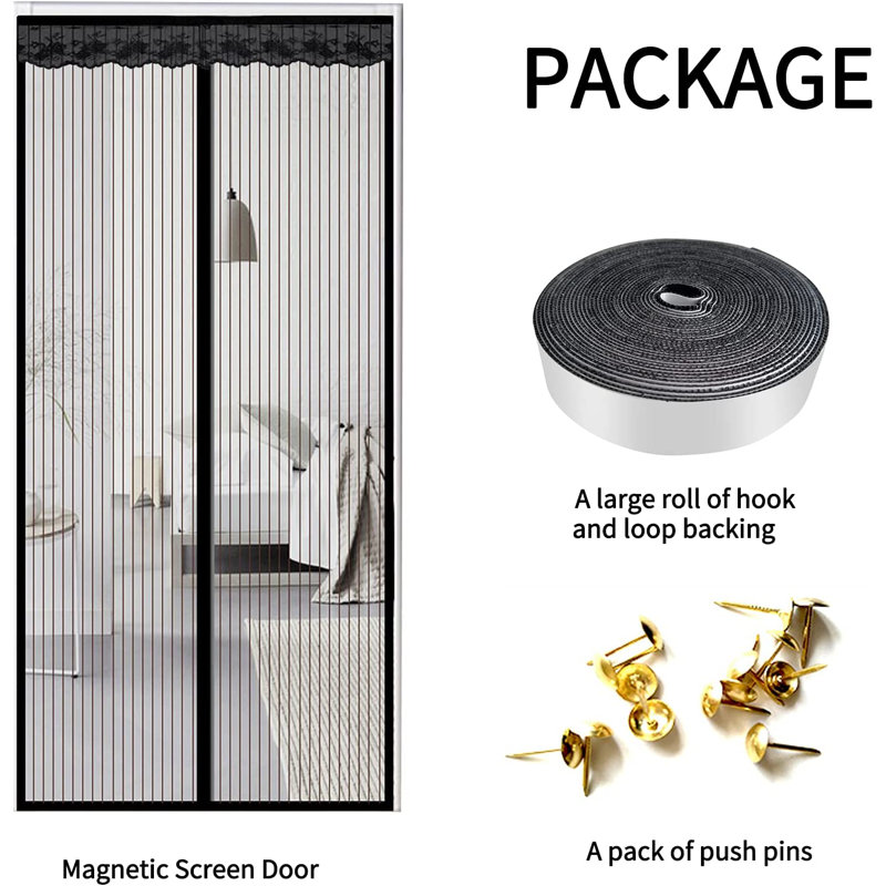Rideau de porte en dentelle de polyester avec aspiration magnétique convenant à un usage domestique, L 35 po x H 83 po