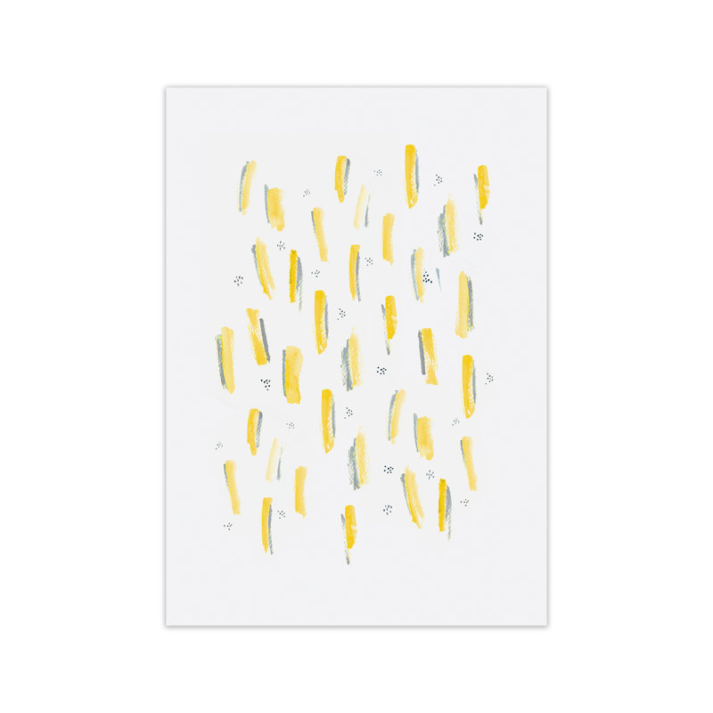 Brush Strokes Mustard by Laura Irwin - Print, 59.4cm H x 42cm W x 3cm D, No Framed, Green/Grey