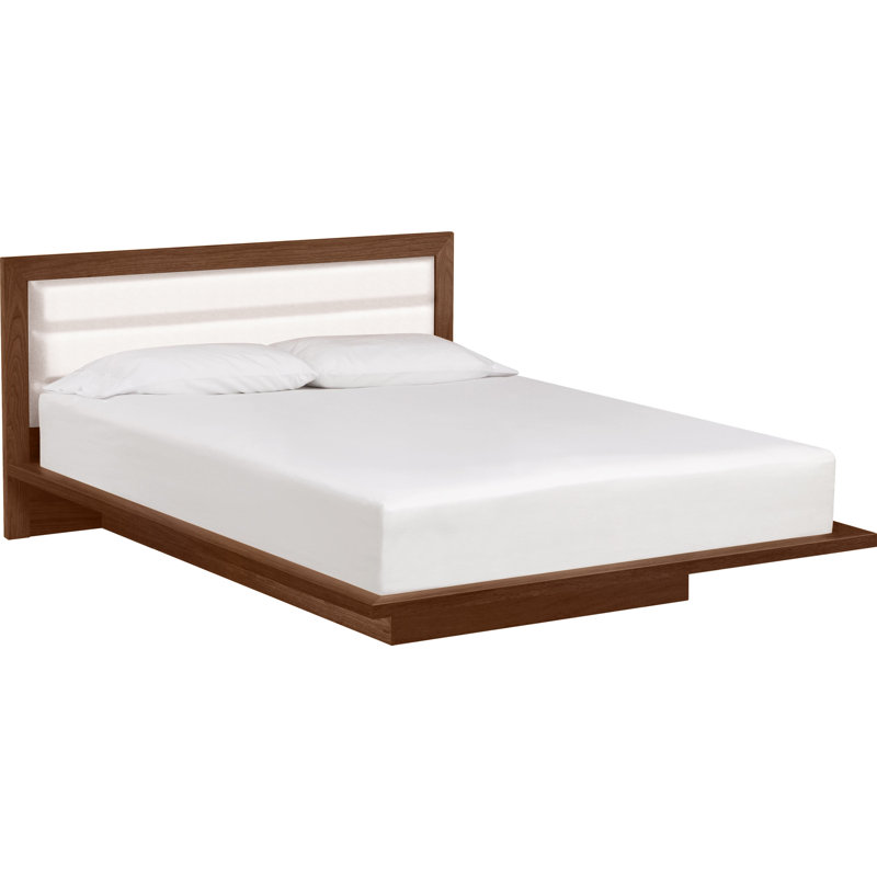 Lit Moduluxe avec tête de lit tapissier de 35 po, Grand lit, Blanc, Cerise brune