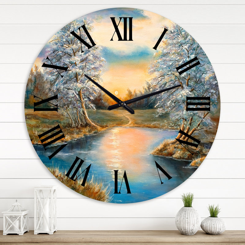 Horloge murale Birches In The Autumn Woods - Lake House, Moyenne