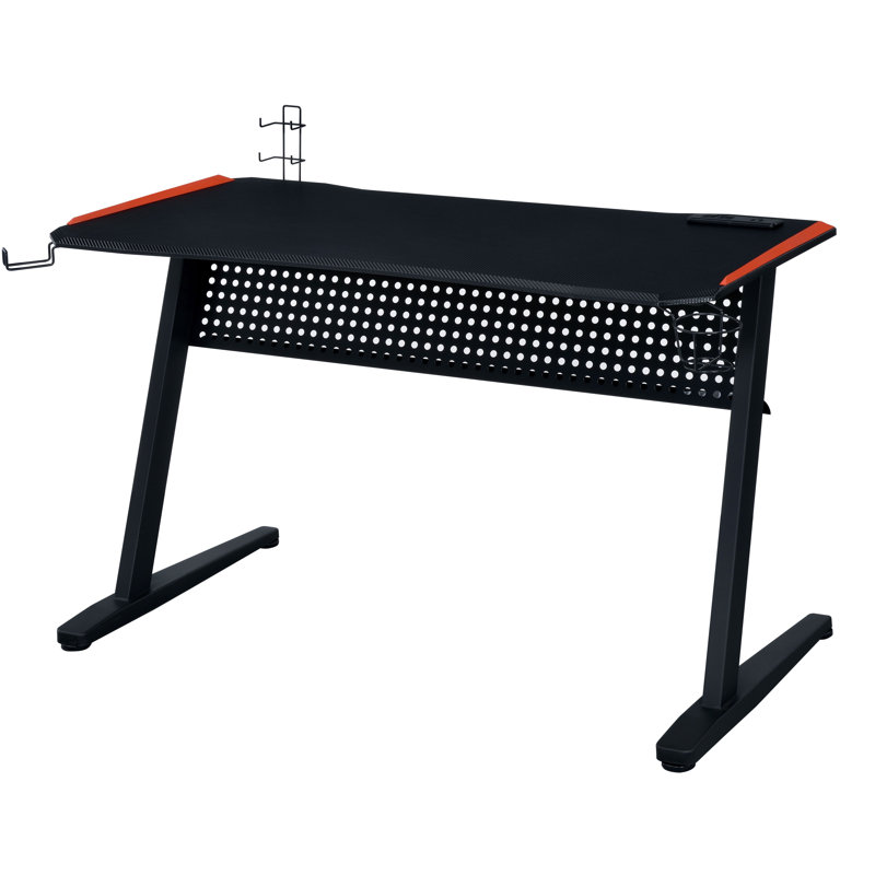 Table de jeu Dragi avec port USB en noir et rouge