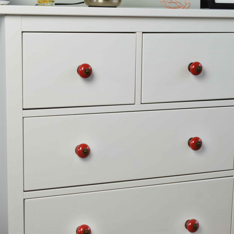 Nicola Spring - Round Ceramic Cabinet Knobs, Red