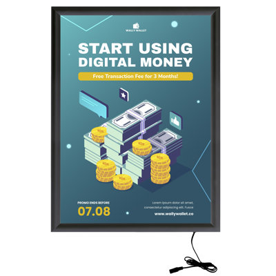 Porte-affiche mural en aluminium avec panneau anti-éblouissant Max Ledbox