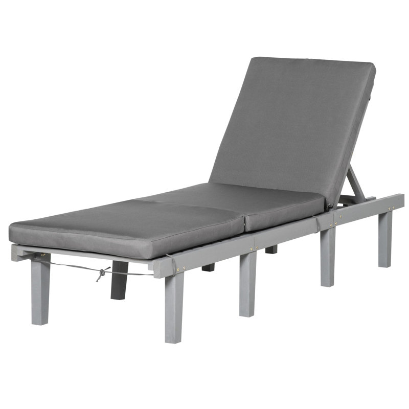 Méridienne de patio inclinable avec coussin, 4 pour la terrasse de la pelouse, dossier gris et coussin
