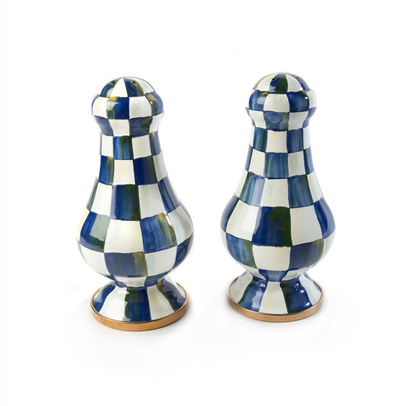 Large Salt & Pepper Shakers, Blue/White