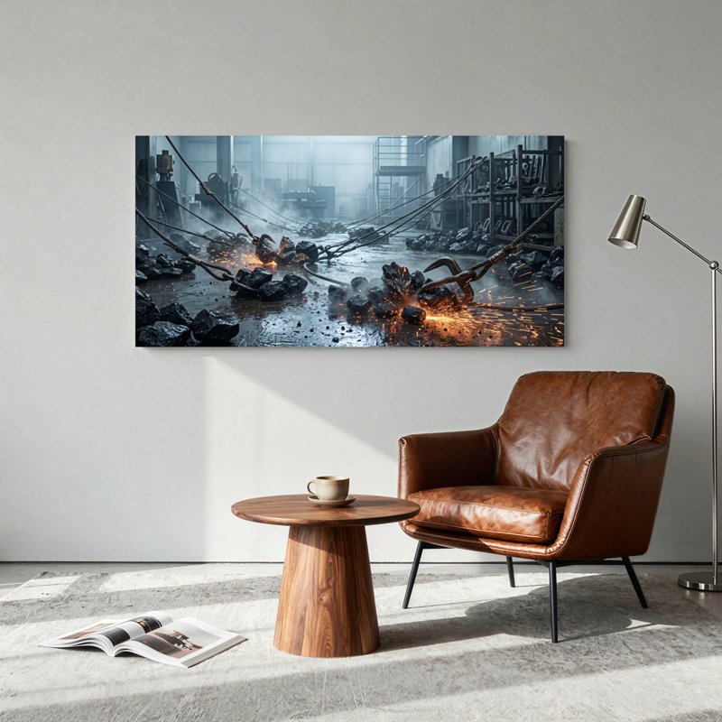Ensemble de 1 toile murale « Chaos industriel », 32“W x 16”H, Toile tendue