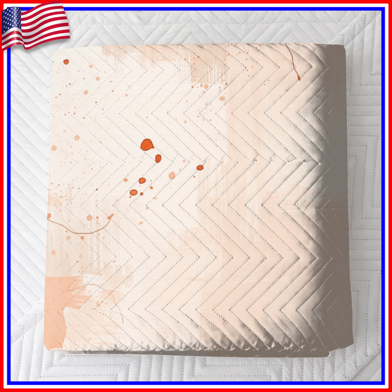 Orange Abstract Splatter Quilted Bedspread All Sizes, Twin