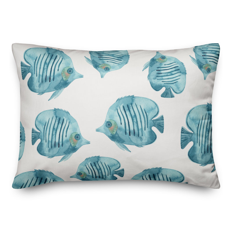  Housse et insert de coussin rectangulaire poisson