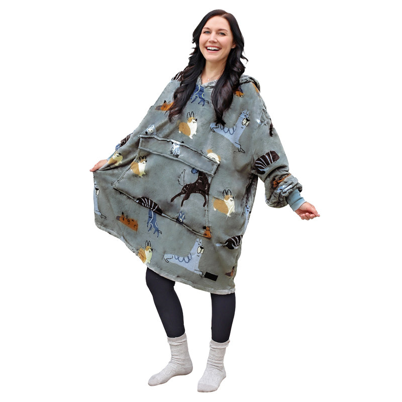 Surdimensionné Catalonia, Sweat à capuche, sherpa portable, cadeau pour femme, Gris chien