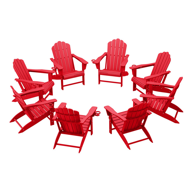 Chaise Adirondack d'extérieur en poly (ensemble de 8), Rouge