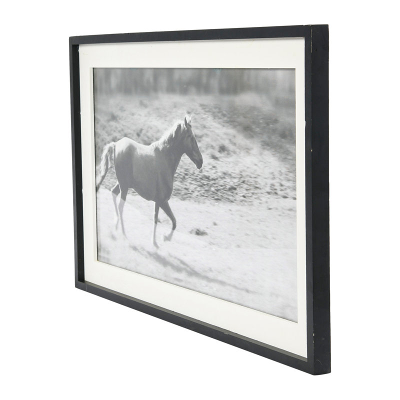 Cheval galopant avec cadre en bois
