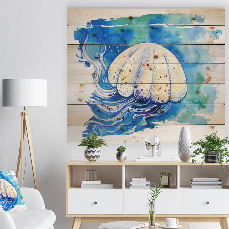 «Jellyfish Watercolor», reproduction d'art sur toile abstraite, H 36 po x l 46 po x P 1,5 po, Bois