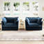 De 2 fauteuils - chenille bleue, siège profond relax confortable pour le salon, la chambre à coucher, l'espace de travail en chenille, la chambre de luxe et au-delà des coussins moelleux, fabrication-600718606