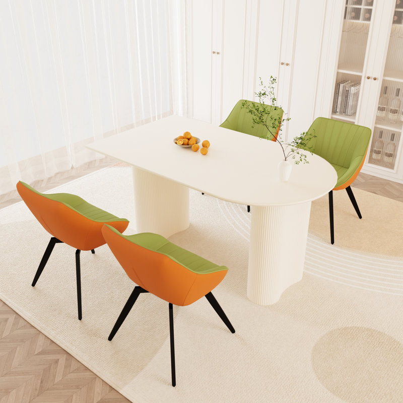 Ensembles de table de salle à manger en MDF moderne avec chaises en polyuréthane vert pour la maison