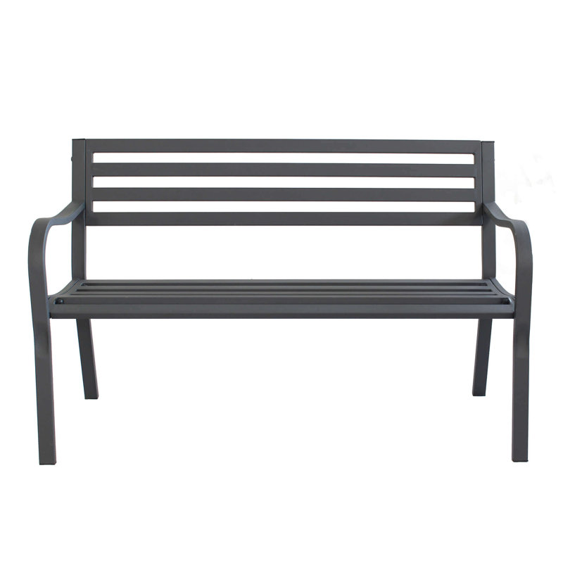 Azuela Powder Coated Steel Outdoor Bench, Grey