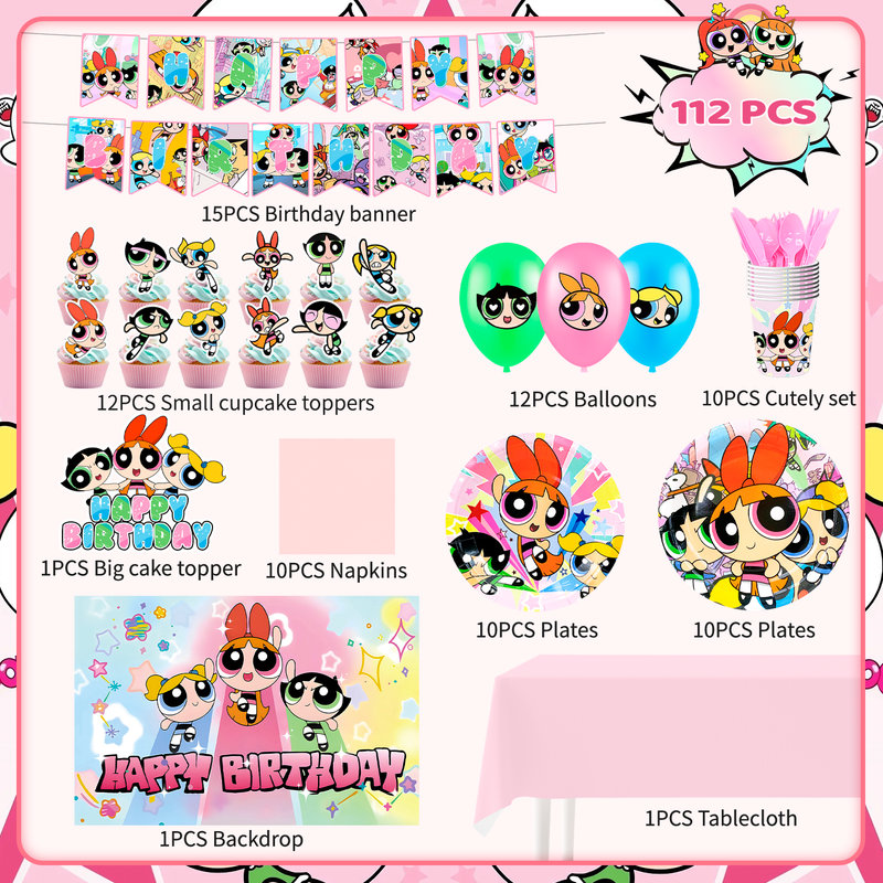 Ensemble de vaisselle 112 pièces The Powerpuff