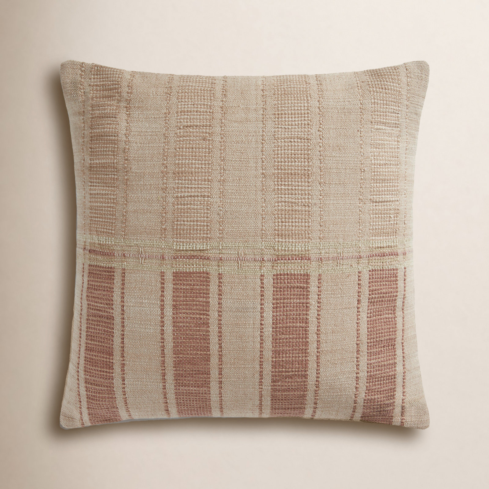Carmel Striped Cotton Throw Pillow, Pillow Cover Only - No Insert, Natural/Rust
